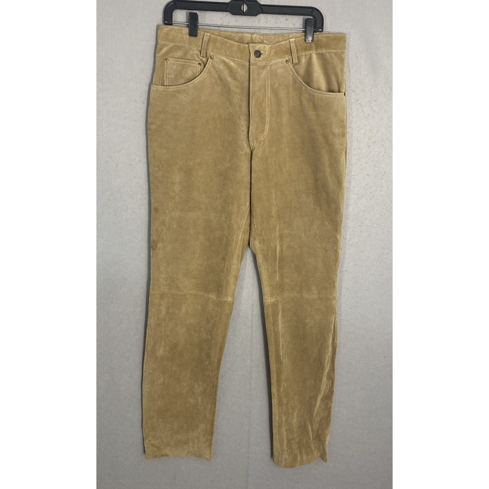M.Julian x Wilsons Leather Pants Mens 33x32 1/2 Tan  Straight Leg Pants